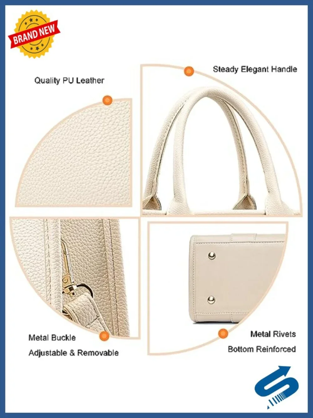 PU Leather Tote Bag Crossbody Shoulder Bag with Zipper Top Handle Satchel